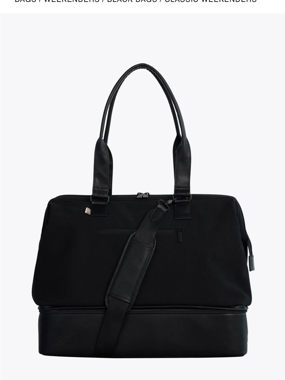 BEIS Black Travel Weekender Bag with Bottom Compartment